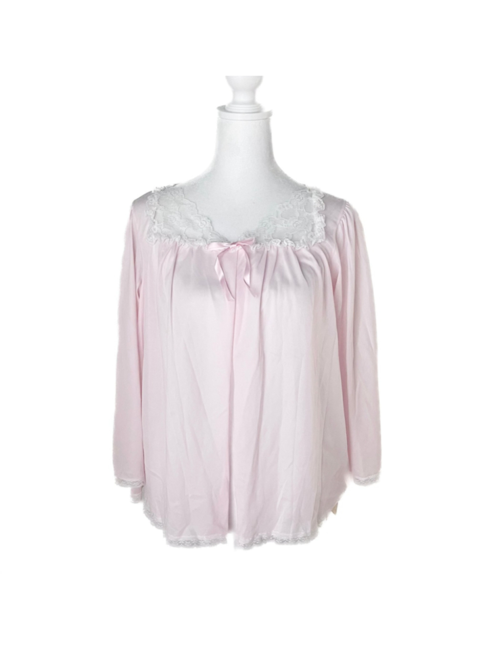 NWT Vintage Miss Elaine Pink Lace Bed Jacket Top Union Made USA Small Coquette